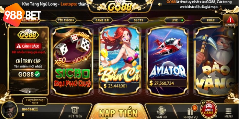 Kho game Go88 đặc sắc với đa dạng các thể loại hấp dẫn, thú vị 